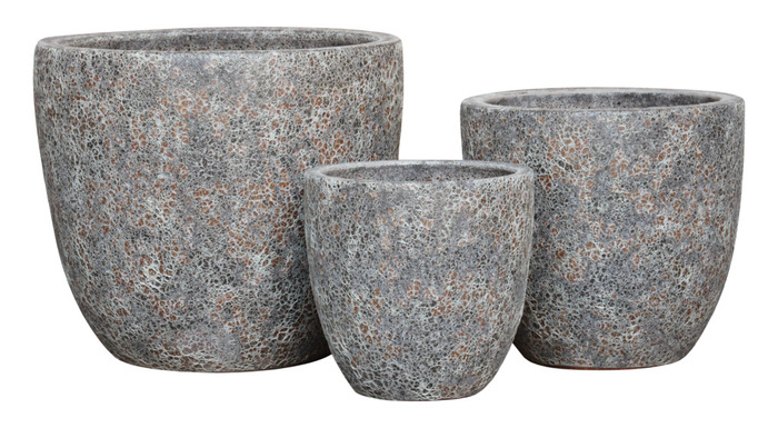 Krukkesæt keramik grå 3 stk.